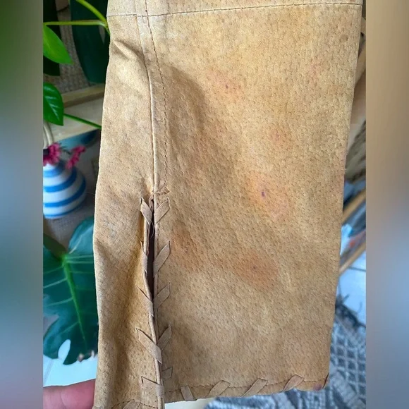 Leather Y2K vintage fringe coat - Picture 6 of 11